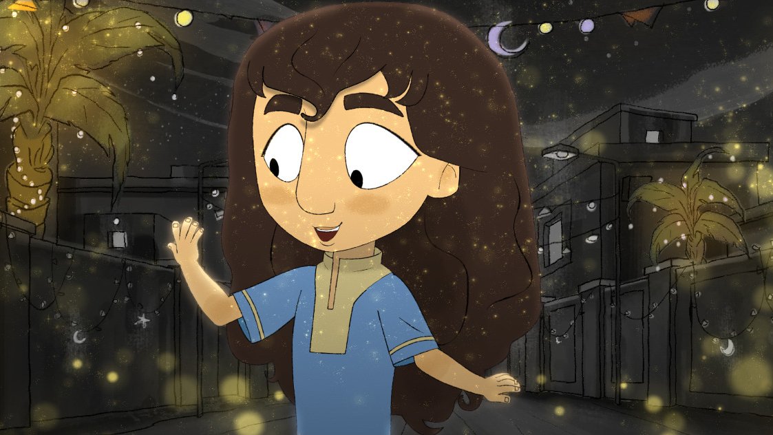 Animated picture from the movie - a girl on a dark street at night